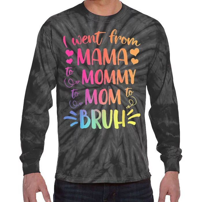 Mama Mommy Mom Bruh Mommy And Me Leopard Mother's Day Gifts Tie-Dye Long Sleeve Shirt