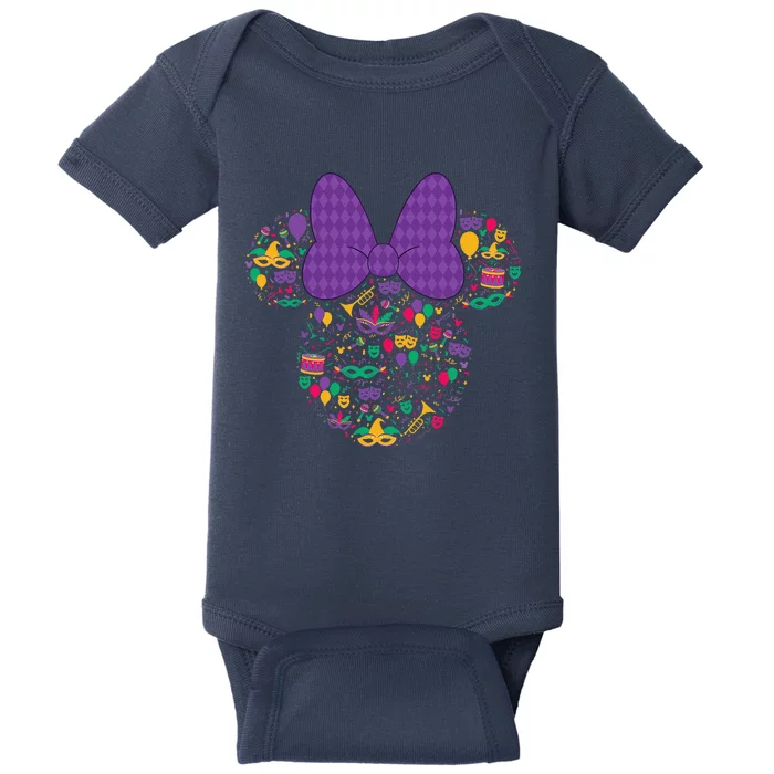 Minnie Mouse Mardi Gras Carnival Holiday Icon Baby Bodysuit