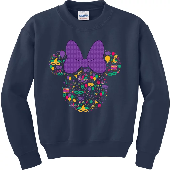 Minnie Mouse Mardi Gras Carnival Holiday Icon Kids Sweatshirt