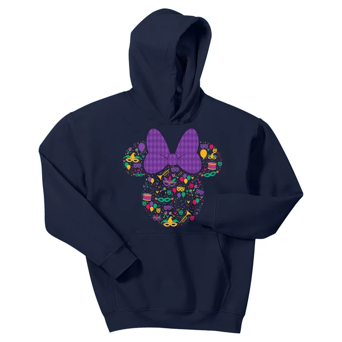 Minnie Mouse Mardi Gras Carnival Holiday Icon Kids Hoodie