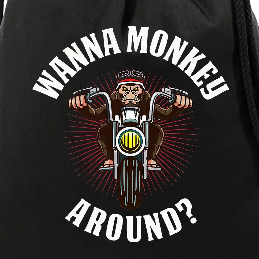 Monkey Motorcycle Drawstring Bag