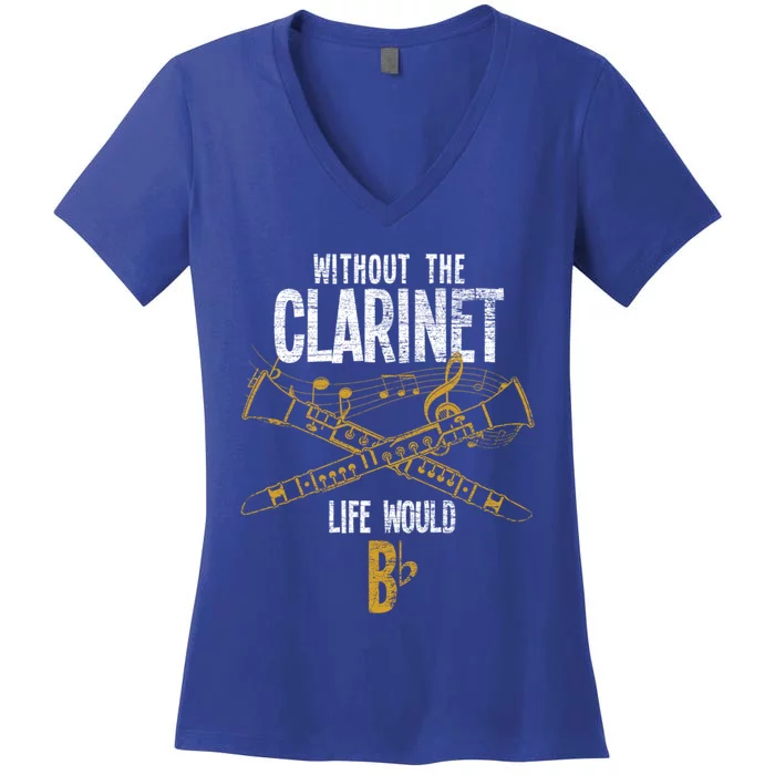 Music Musician Musical Instrut Gift Clarinet Cute Gift Women's V-Neck T-Shirt