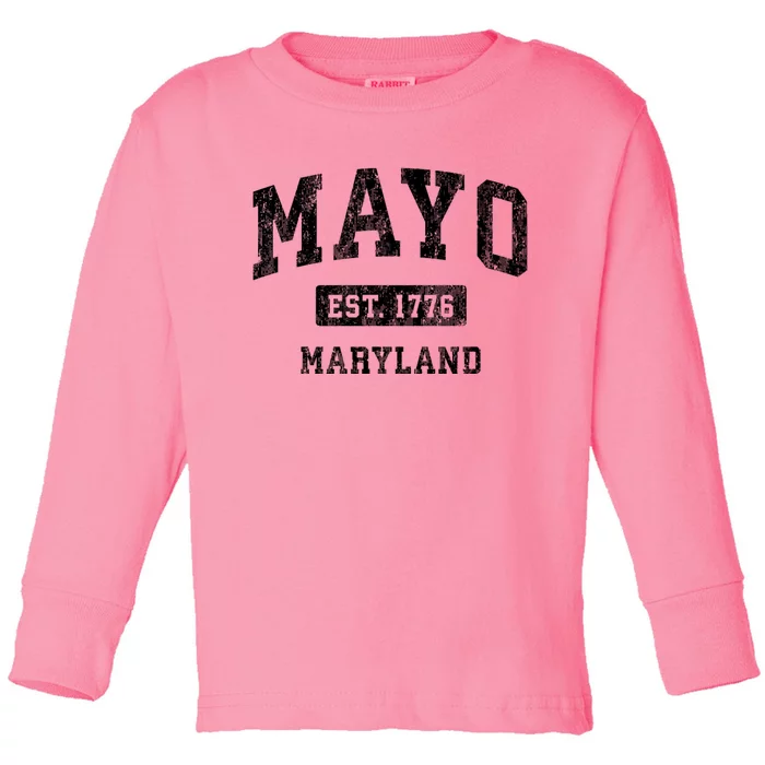 Mayo Maryland Md Vintage Athletic Sports Toddler Long Sleeve Shirt