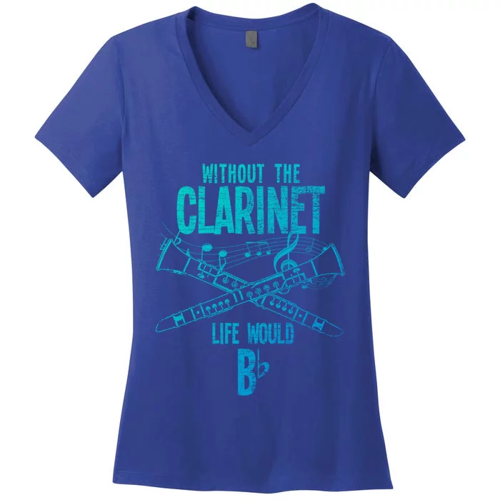 Music Musician Musical Instrut Gift Clarinet Cute Gift Women's V-Neck T-Shirt