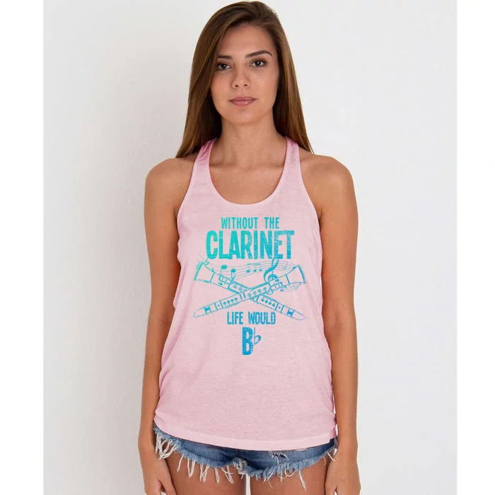 Music Musician Musical Instrut Gift Clarinet Cute Gift Women's Knotted Racerback Tank