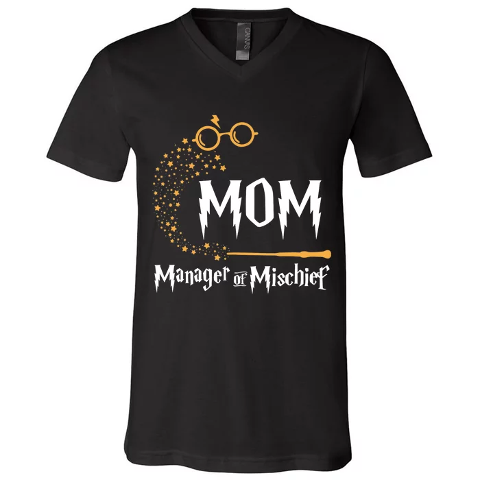 Magical Mom Manager Of Mischief Mother's Day V-Neck T-Shirt