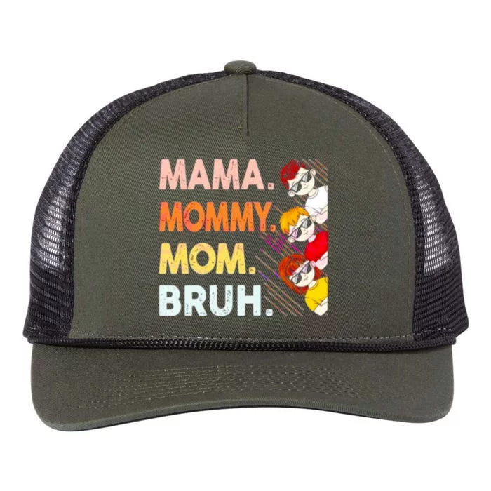 Mama Mommy Mom Bruh Happy Mothers Day Retro Rope Trucker Hat Cap