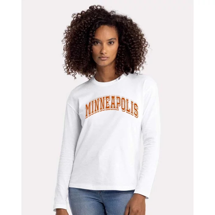 Minneapolis Minnesota Mn Varsity Style Throwback Souvenir Womens Cotton Relaxed Long Sleeve T-Shirt