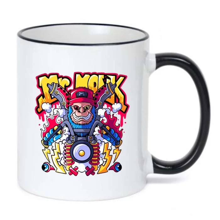 Mr. Monkey Monk Cool Character Riding Motorcycle Black Color Changing Mug