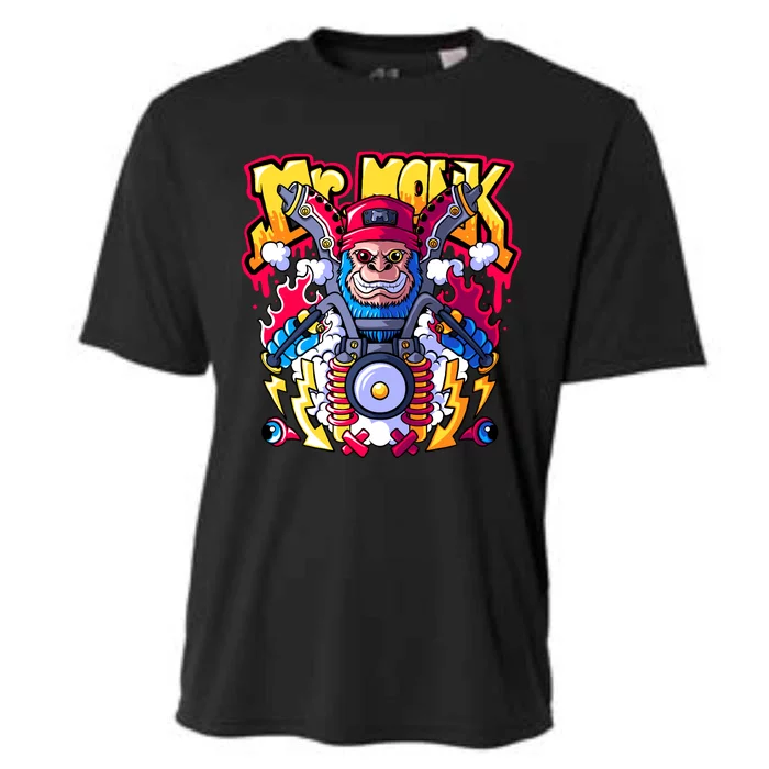 Mr. Monkey Monk Cool Character Riding Motorcycle Cooling Performance Crew T-Shirt