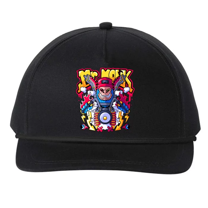 Mr. Monkey Monk Cool Character Riding Motorcycle Snapback Five-Panel Rope Hat