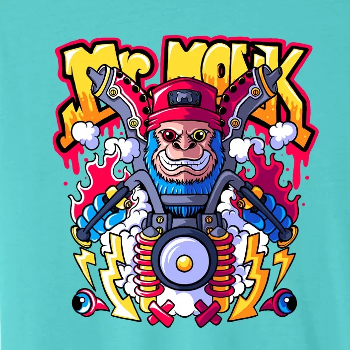 Mr. Monkey Monk Cool Character Riding Motorcycle ChromaSoft Performance T-Shirt