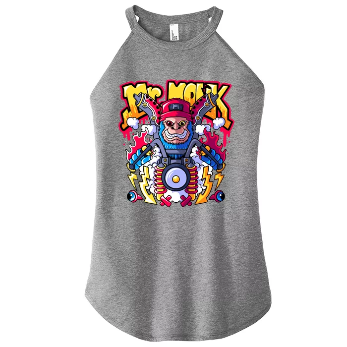 Mr. Monkey Monk Cool Character Riding Motorcycle Women’s Perfect Tri Rocker Tank