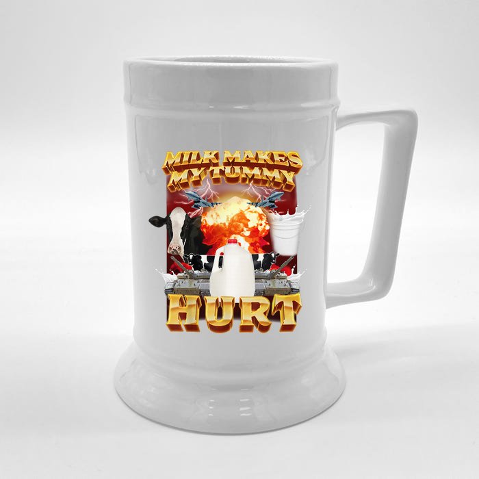 Milk Makes My Tummy Hurt Funny Meme Front & Back Beer Stein