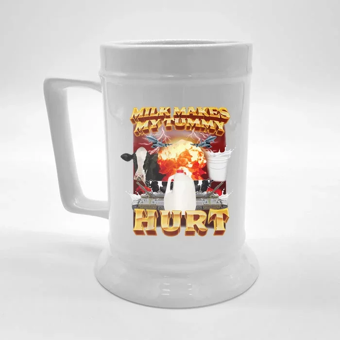 Milk Makes My Tummy Hurt Funny Meme Front & Back Beer Stein