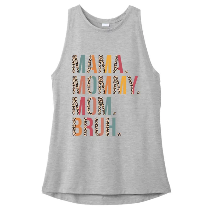 Mama Mommy Mom Bruh Mommy And Me Leopard Mother's Day Ladies Tri-Blend Wicking Tank