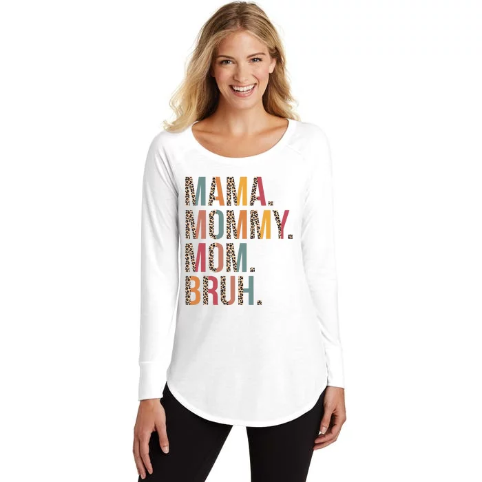 Mama Mommy Mom Bruh Mommy And Me Leopard Mother's Day Women's Perfect Tri Tunic Long Sleeve Shirt