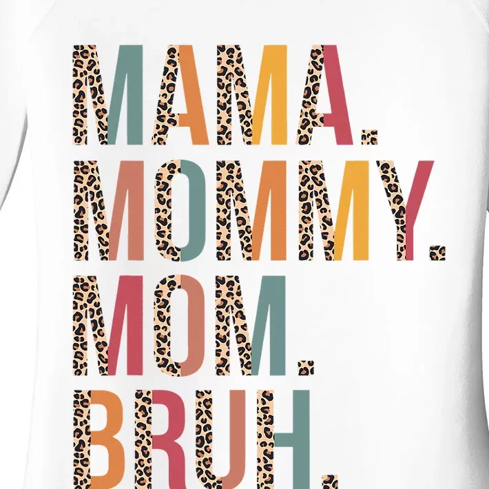 Mama Mommy Mom Bruh Mommy And Me Leopard Mother's Day Women's Perfect Tri Tunic Long Sleeve Shirt