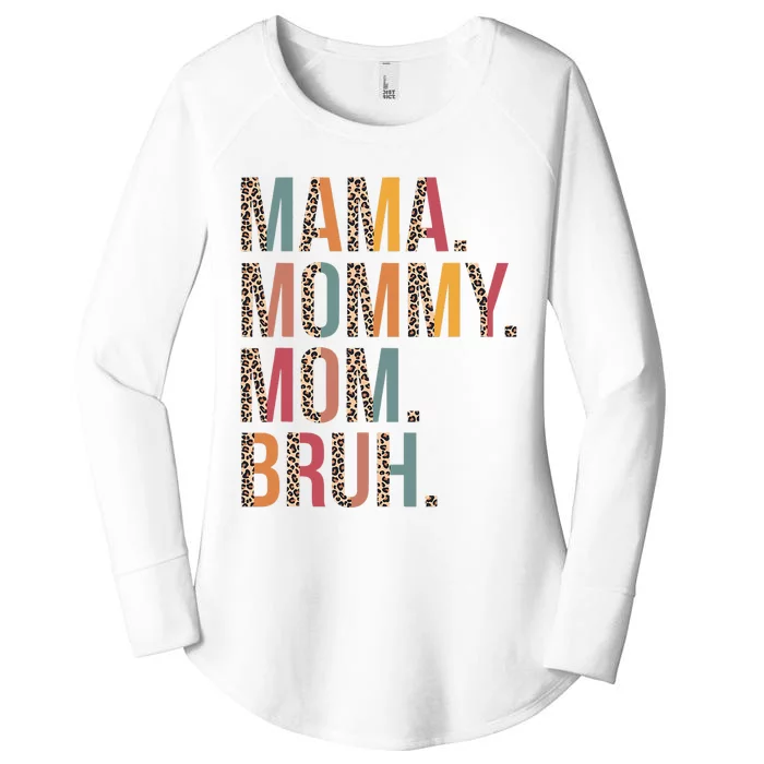 Mama Mommy Mom Bruh Mommy And Me Leopard Mother's Day Women's Perfect Tri Tunic Long Sleeve Shirt