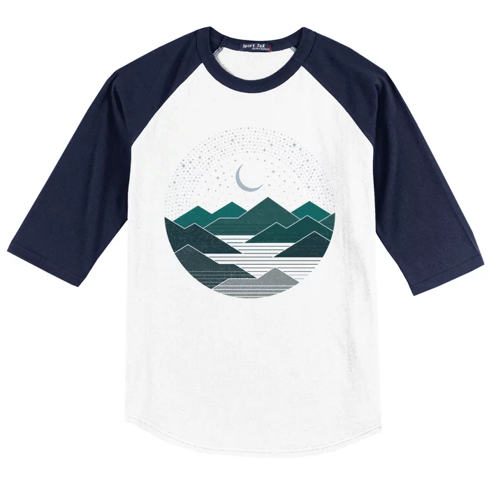 Mountain Moonlight Baseball Sleeve Shirt