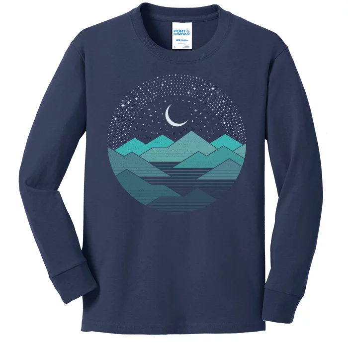 Mountain Moonlight Kids Long Sleeve Shirt