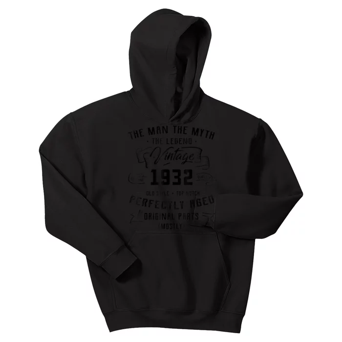 M.e.ns Man Myth Legend 1932 91st Birthday Gift For 91 Years Old Kids Hoodie