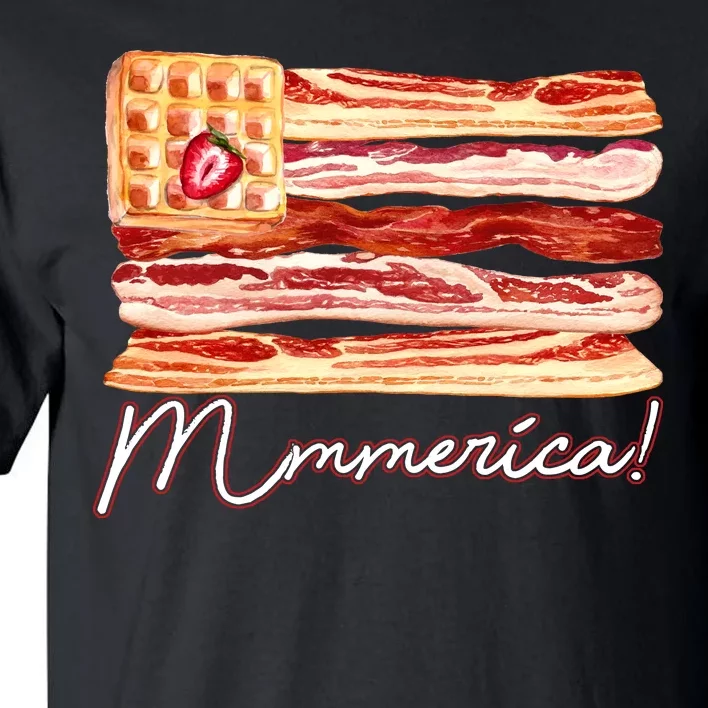 Mmmerica Bacon Waffle Merica Flag Tall T-Shirt