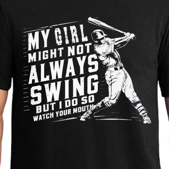 My Might Not Always Swing But I Do Funny Baseball Mom Gift Pajama Set