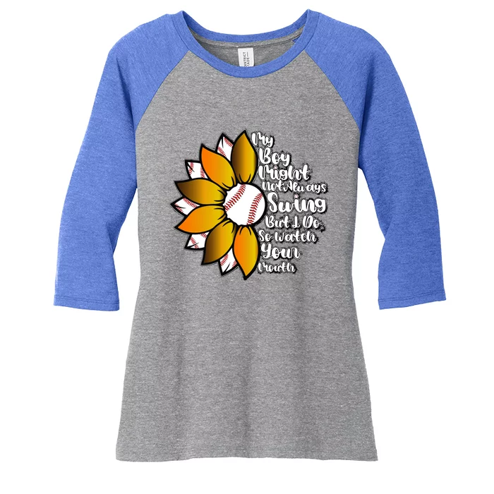 My Might Not Always Swing But I Do So Watch Your Mouth Gift Women's Tri-Blend 3/4-Sleeve Raglan Shirt