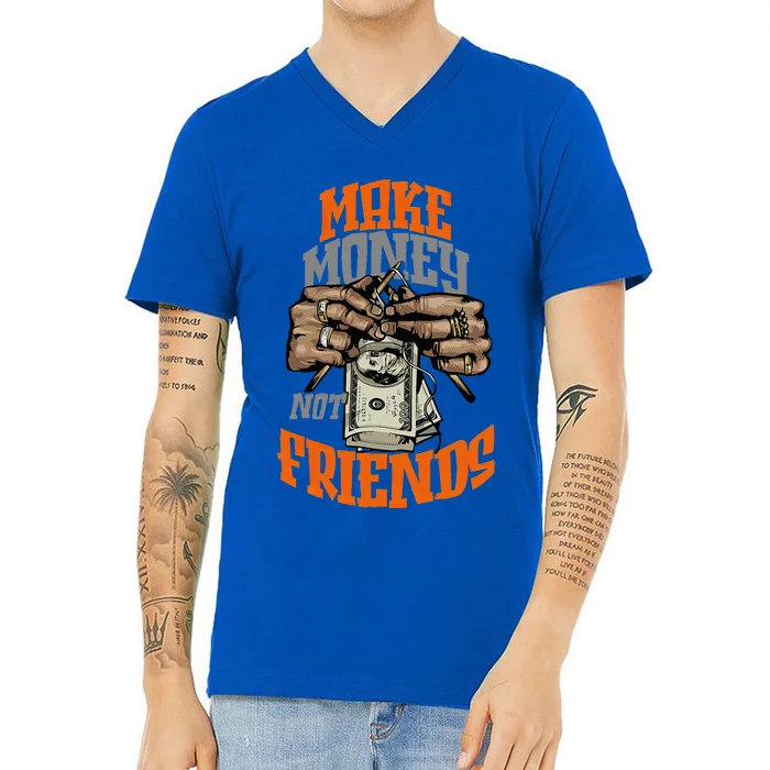 Make Money Not Friends Olive Army V-Neck T-Shirt