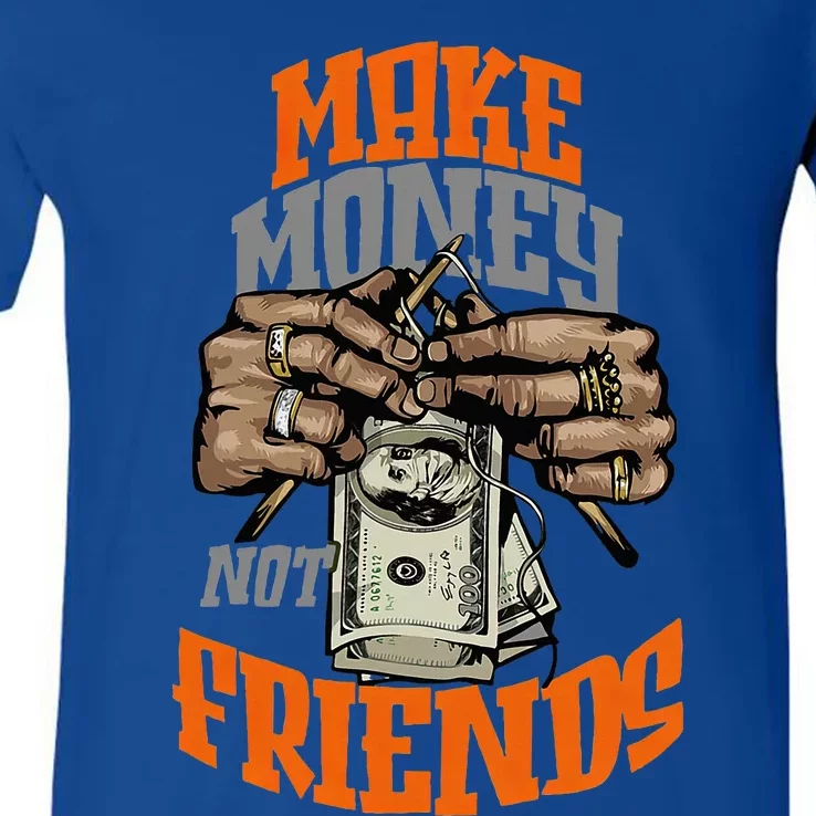 Make Money Not Friends Olive Army V-Neck T-Shirt