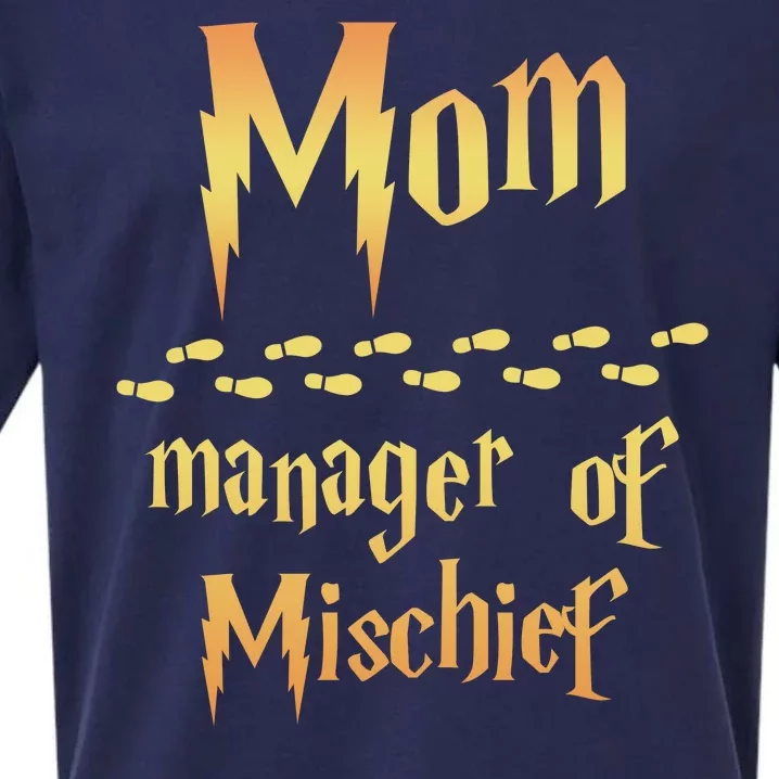 Mom Manager Of Mischief Gift Sueded Cloud Jersey T-Shirt