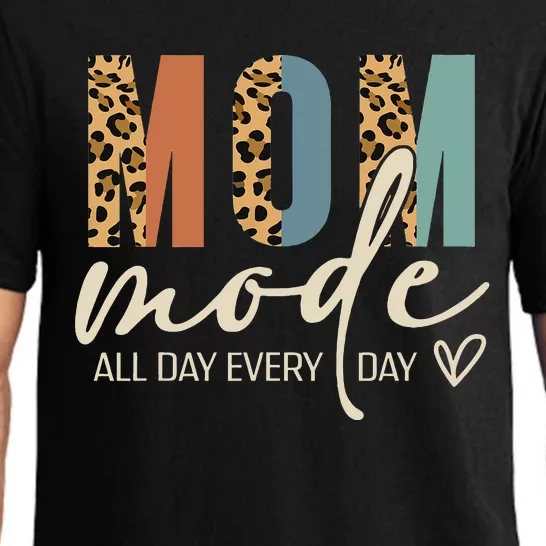 Mom Mode On All Day Leopard Funny Mother's Day Mama Life Pajama Set