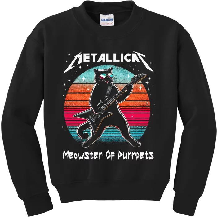 Metallicat Meowster Of Purrpets Funny Cat Kids Sweatshirt