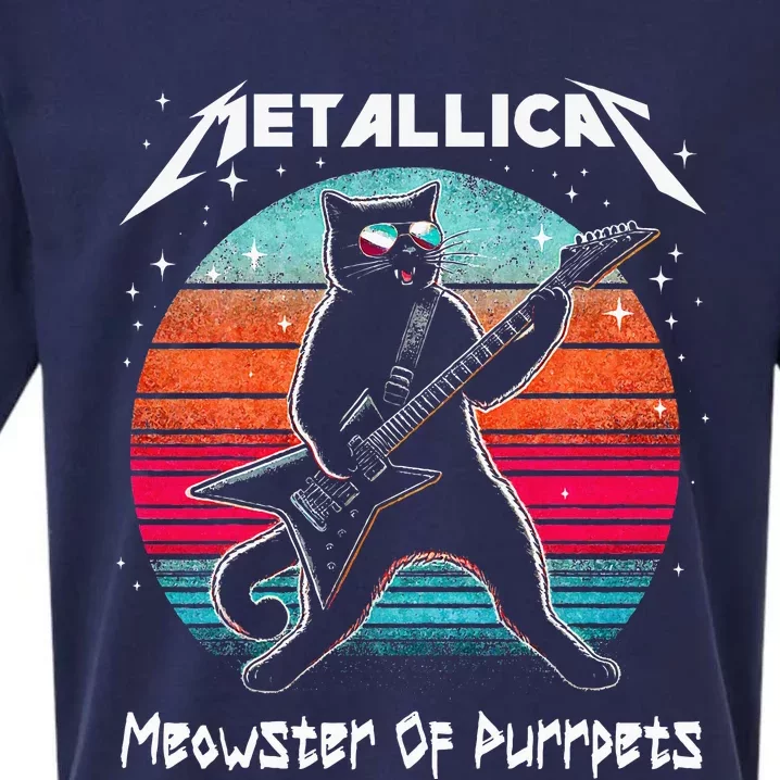 Metallicat Meowster Of Purrpets Funny Cat Sueded Cloud Jersey T-Shirt