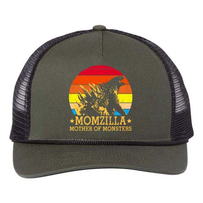 Momzilla Mother Of The Monsters Retro Vintage Retro Rope Trucker Hat Cap