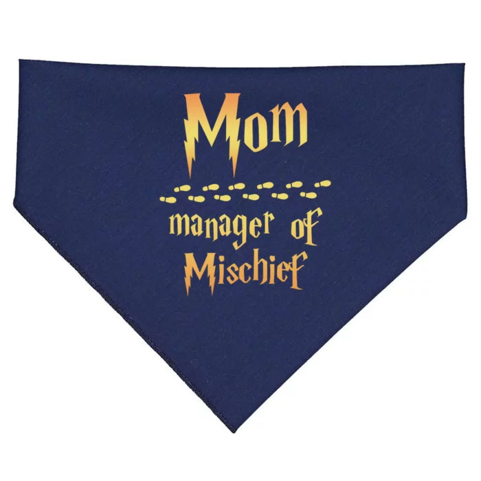 Mom Manager Of Mischief Mothers Day Gift USA-Made Doggie Bandana