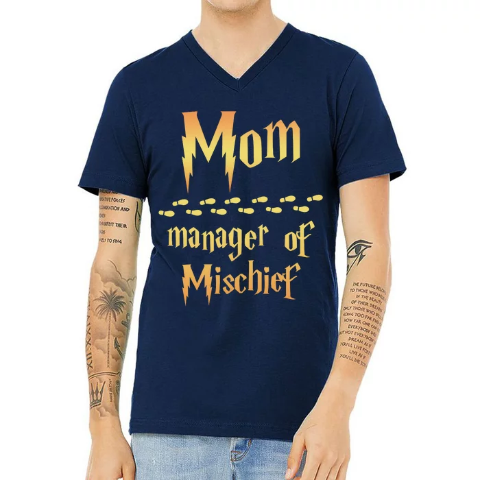 Mom Manager Of Mischief Mothers Day Gift V-Neck T-Shirt