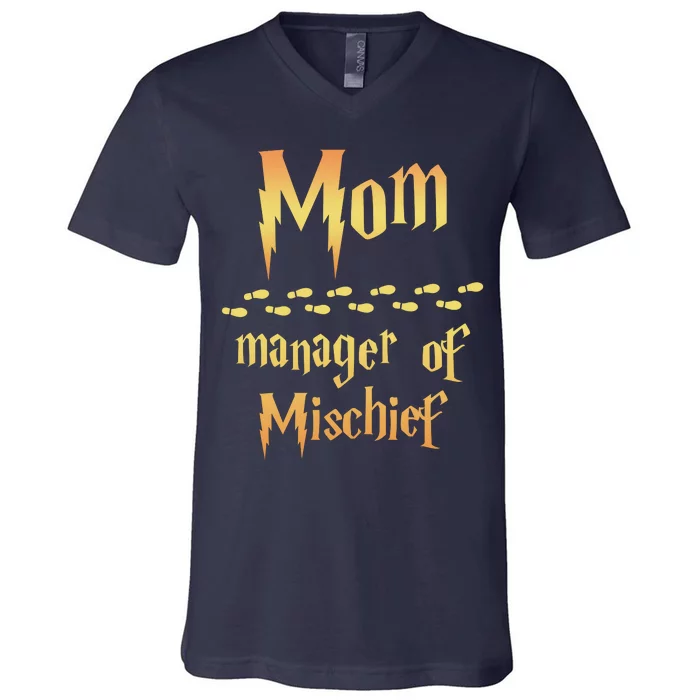 Mom Manager Of Mischief Mothers Day Gift V-Neck T-Shirt