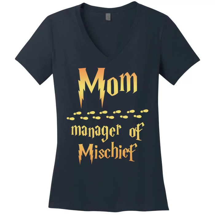 Mom Manager Of Mischief Mothers Day Gift Women's V-Neck T-Shirt