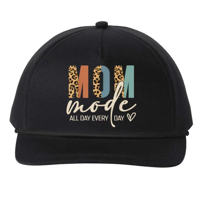 Mom Mode On All Day Leopard Funny Mother's Day Mama Life Snapback Five-Panel Rope Hat