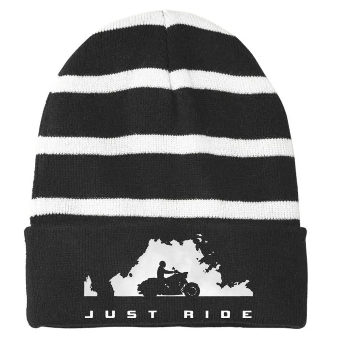 Motorcycle Striped Beanie with Solid Band