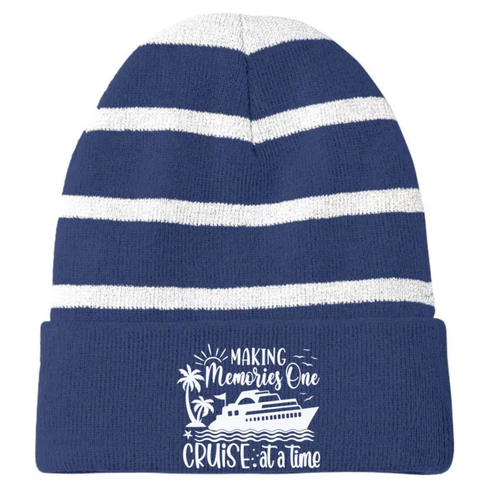 Making Memories One Cruise At A Time Striped Beanie with Solid Band