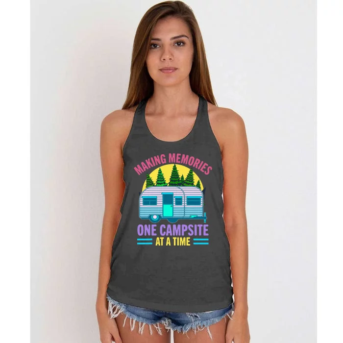 Making memories one campsite at a time Campers RV Camping Women's Knotted Racerback Tank