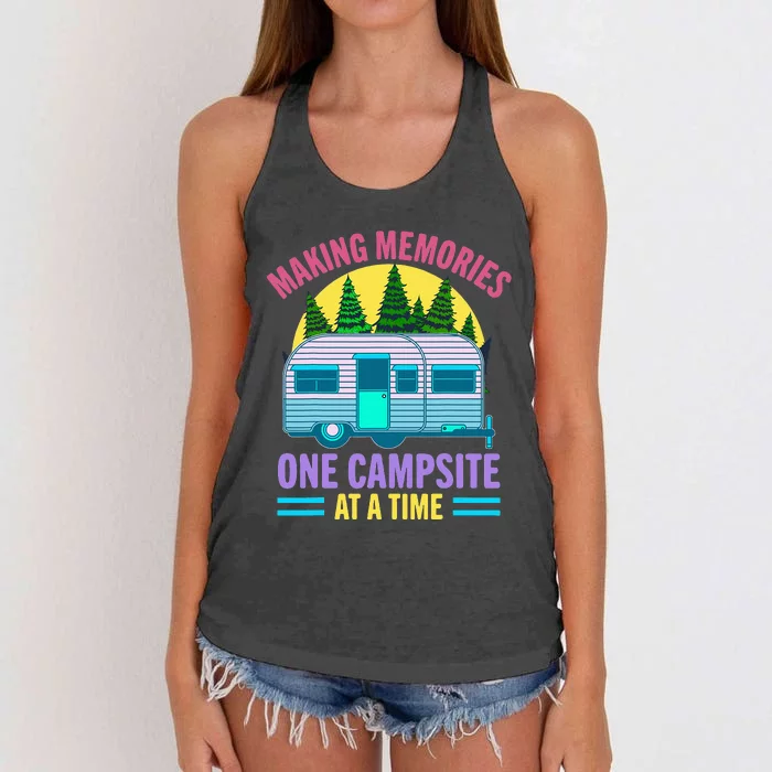 Making memories one campsite at a time Campers RV Camping Women's Knotted Racerback Tank