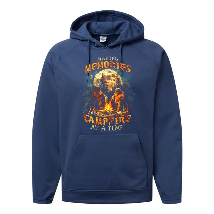 Making Memories One Campfire At A Time Bigfoot Camping Performance Fleece Hoodie