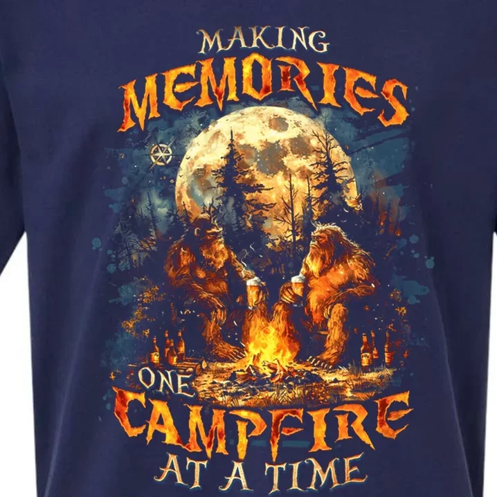 Making Memories One Campfire At A Time Bigfoot Camping Sueded Cloud Jersey T-Shirt