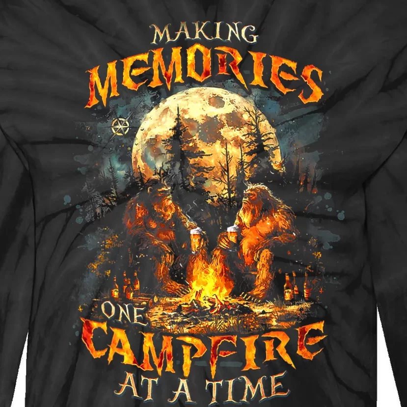 Making Memories One Campfire At A Time Bigfoot Camping Tie-Dye Long Sleeve Shirt