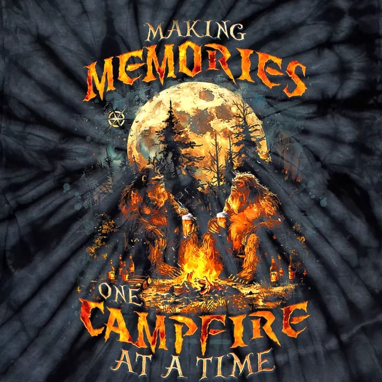 Making Memories One Campfire At A Time Bigfoot Camping Tie-Dye T-Shirt