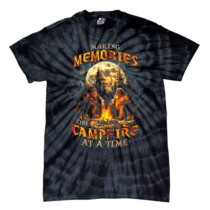 Making Memories One Campfire At A Time Bigfoot Camping Tie-Dye T-Shirt